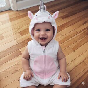 🦄 Carter's Baby Girl 6-9 Months Unicorn Costume Cozy Halloween Soft Pink 🦄